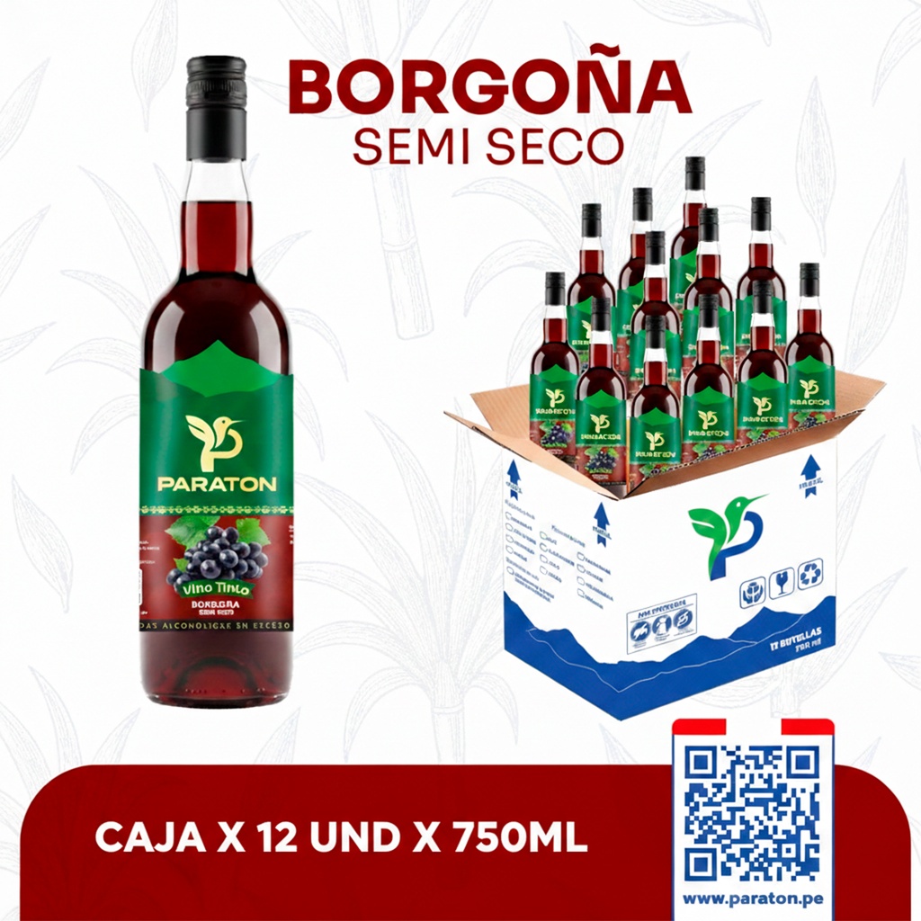  Vino tinto borgoña semi seco x 750ml.