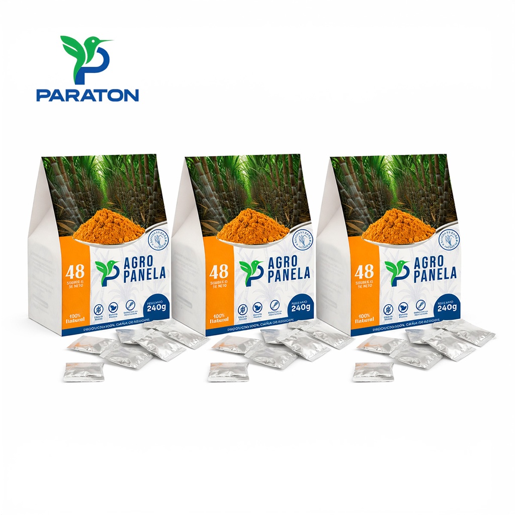 Panela granulada DOSIFICADA en sobres de 5gr X Caja de 48 und