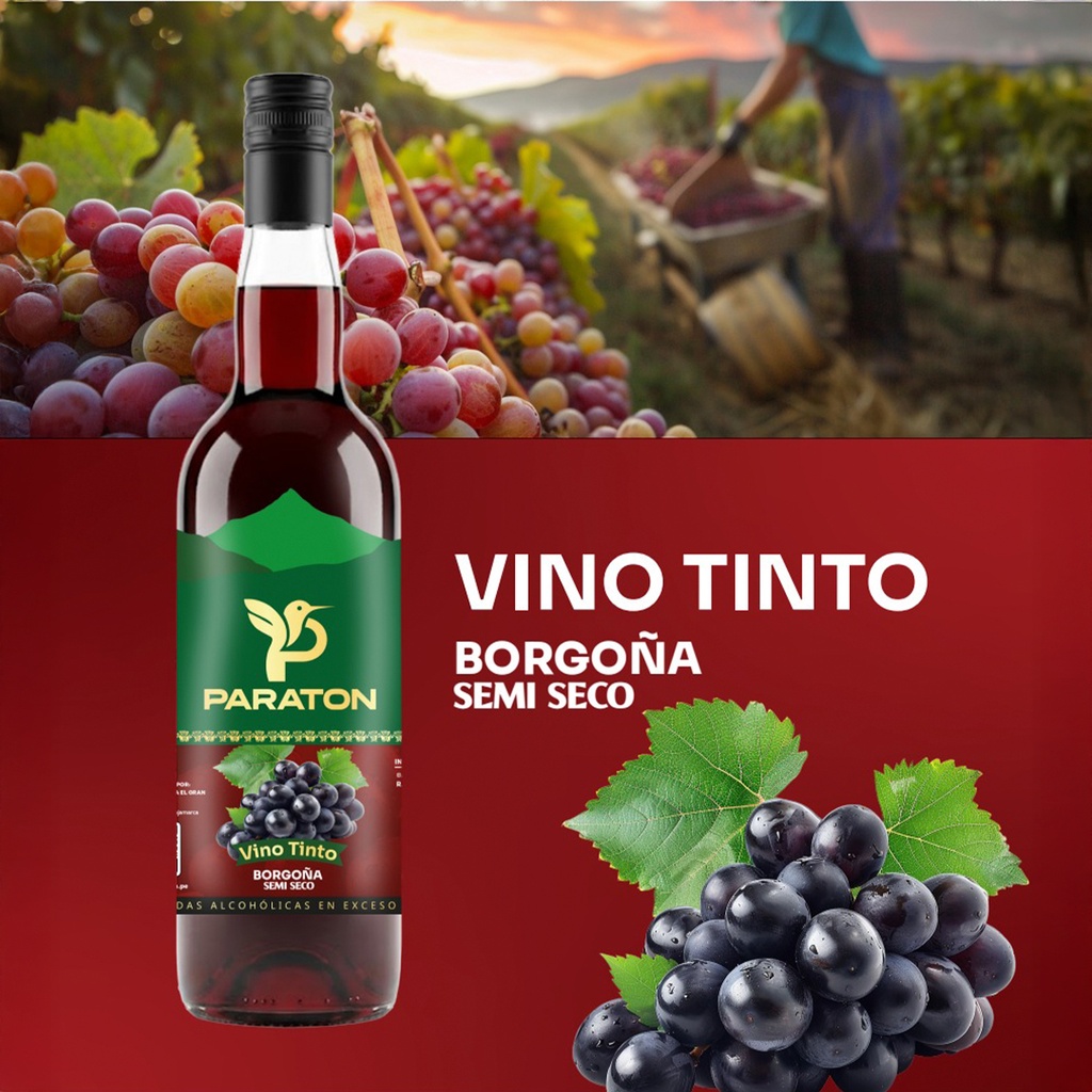  Vino tinto borgoña semi seco x 750ml.